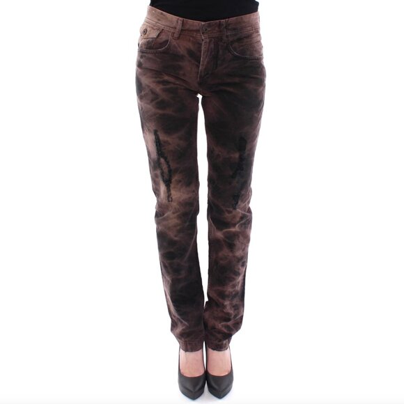 Dolce & Gabbana Denim - Dolce & Gabbana Brown Bleached Tie Dye Elegant Brown Cotton Jean Joggers 28